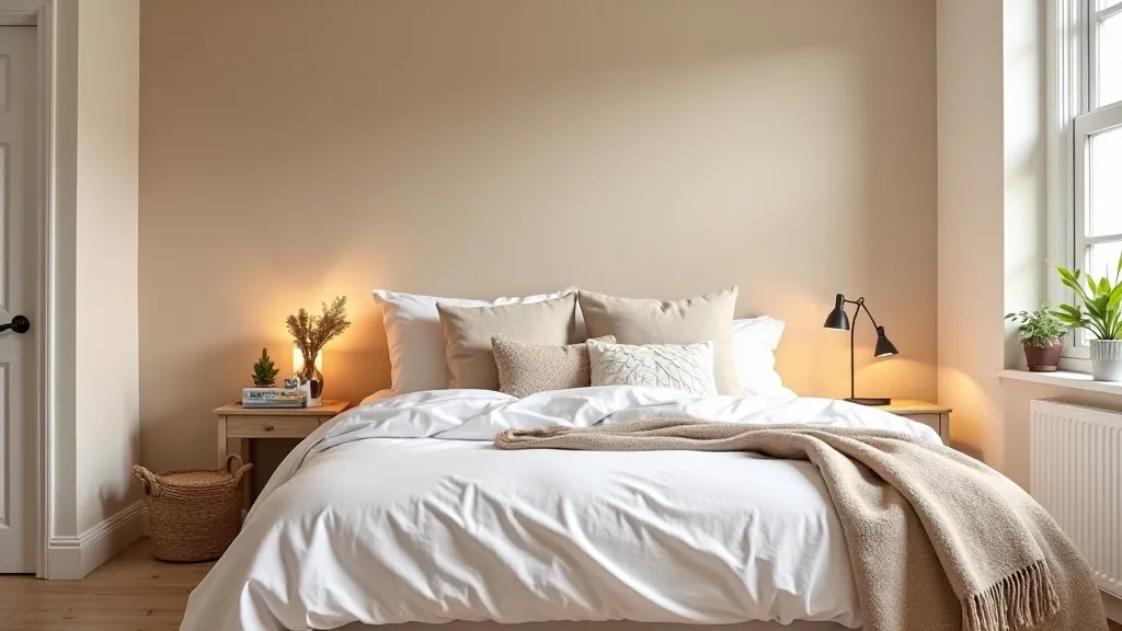 Bedroom with layered soft furnishings from John Lewis and Next Home