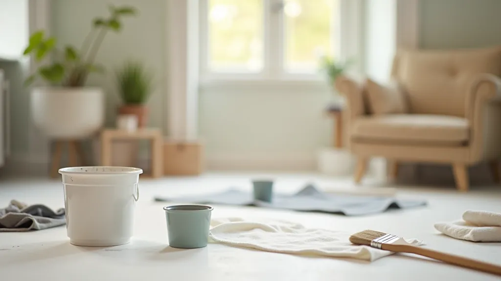 Home improvement workspace with tools, materials, and project supplies for weekend makeover projects