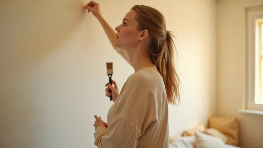 Person painting an accent wall in a bedroom